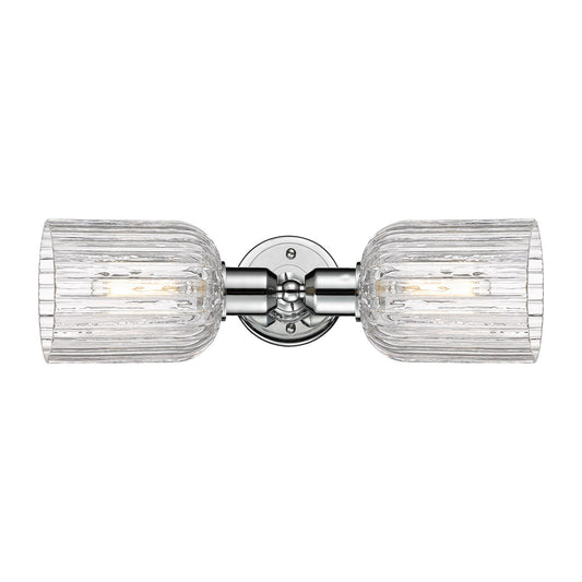 Innovations Bridal Veil 17in 2-Light Linear Bath Vanity | Industrial Polished Chrome and Clear Ribbed Glass | Bathroom Vanity | Model 900-2W-PC-G559-5CL
