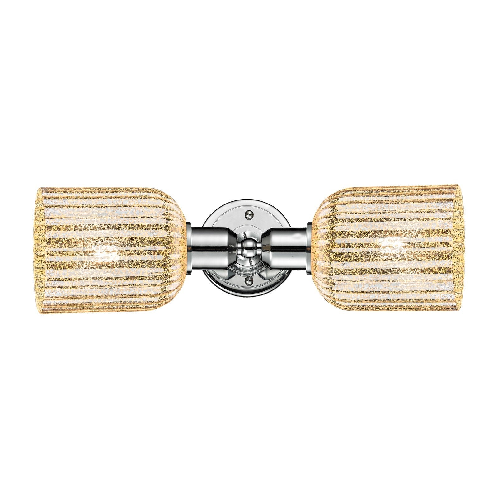 Innovations Bridal Veil 17in 2-Light Linear Bath Vanity Light | Industrial Polished Chrome and Mercury Ribbed Glass | Bathroom | Model 900-2W-PC-G559-5ME