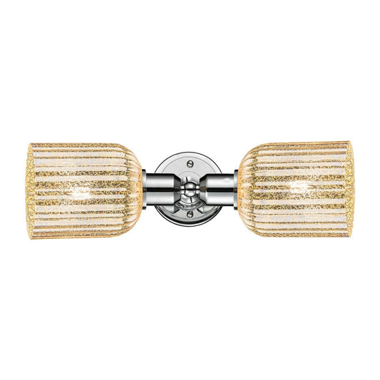 Innovations Bridal Veil 17in 2-Light Linear Bath Vanity Light | Industrial Polished Chrome and Mercury Ribbed Glass | Bathroom | Model 900-2W-PC-G559-5ME
