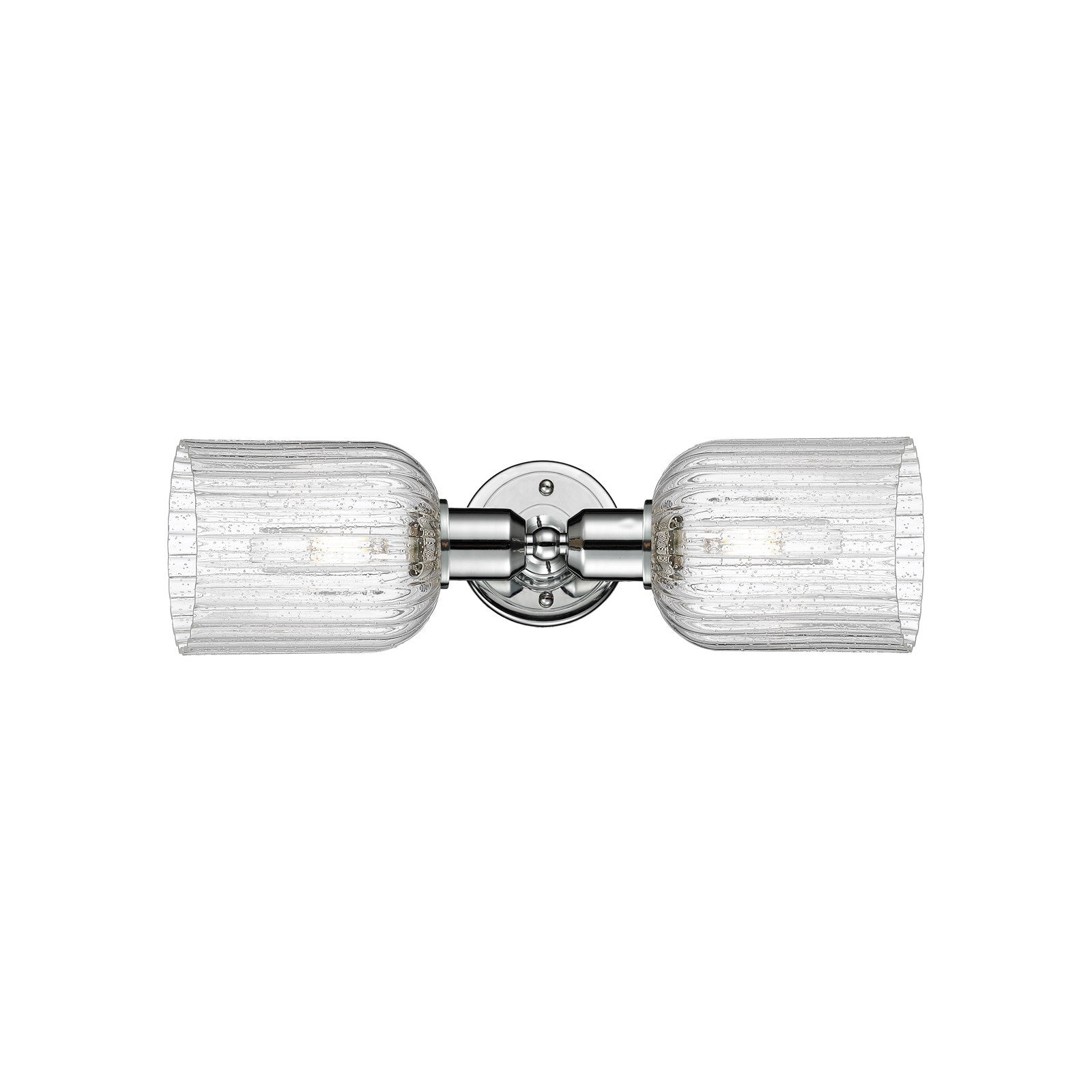 Innovations Bridal Veil 17in 2-Light Linear Bath Vanity Light | Industrial Polished Chrome and Seedy Ribbed Glass | Bathroom | Model 900-2W-PC-G559-5SDY