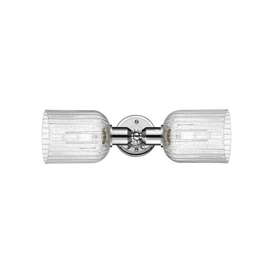 Innovations Bridal Veil 17in 2-Light Linear Bath Vanity Light | Industrial Polished Chrome and Seedy Ribbed Glass | Bathroom | Model 900-2W-PC-G559-5SDY