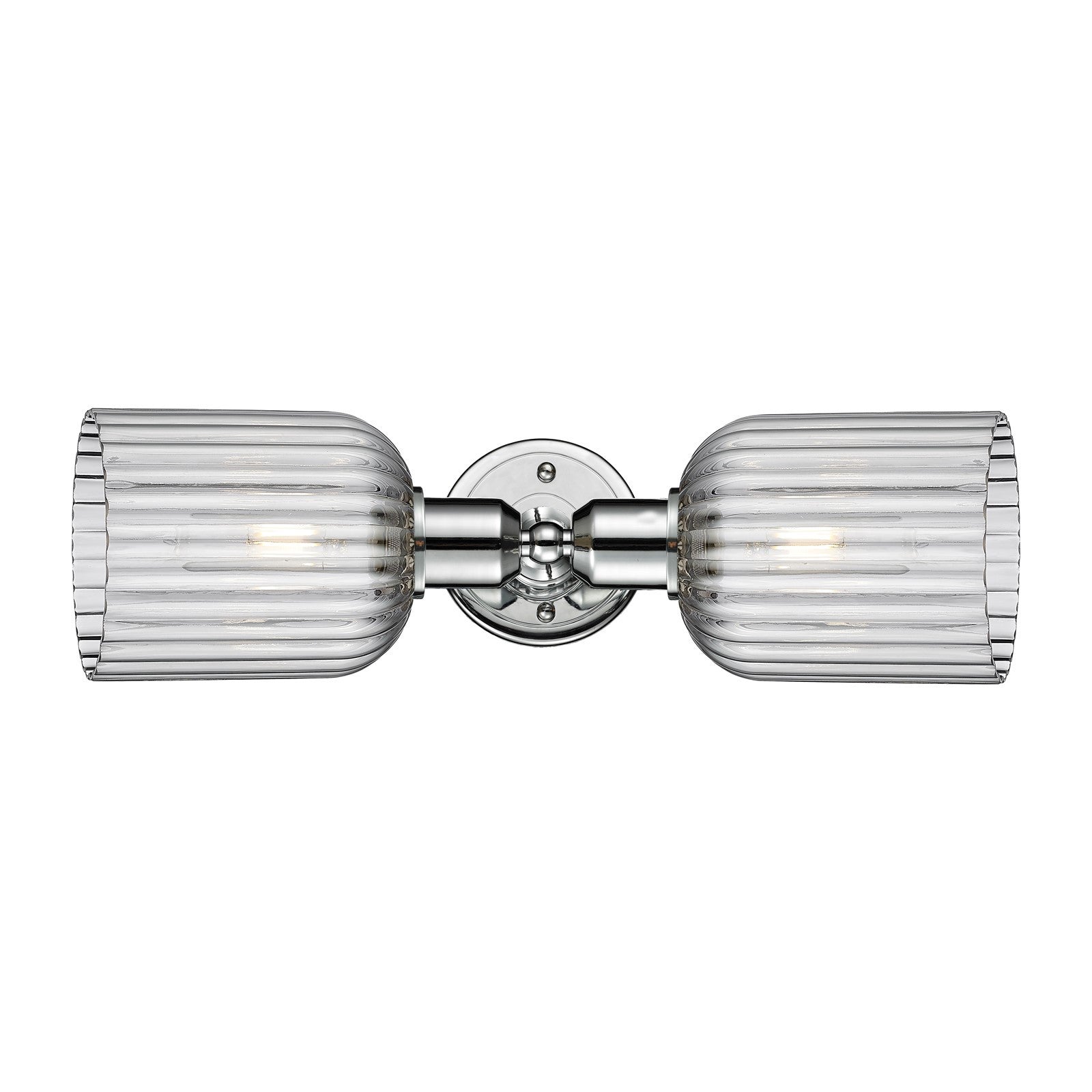 Innovations Bridal Veil 17in 2-Light Linear Bath Vanity Light | Industrial Polished Chrome and Light Smoke Ribbed Glass | Model 900-2W-PC-G559-5SM