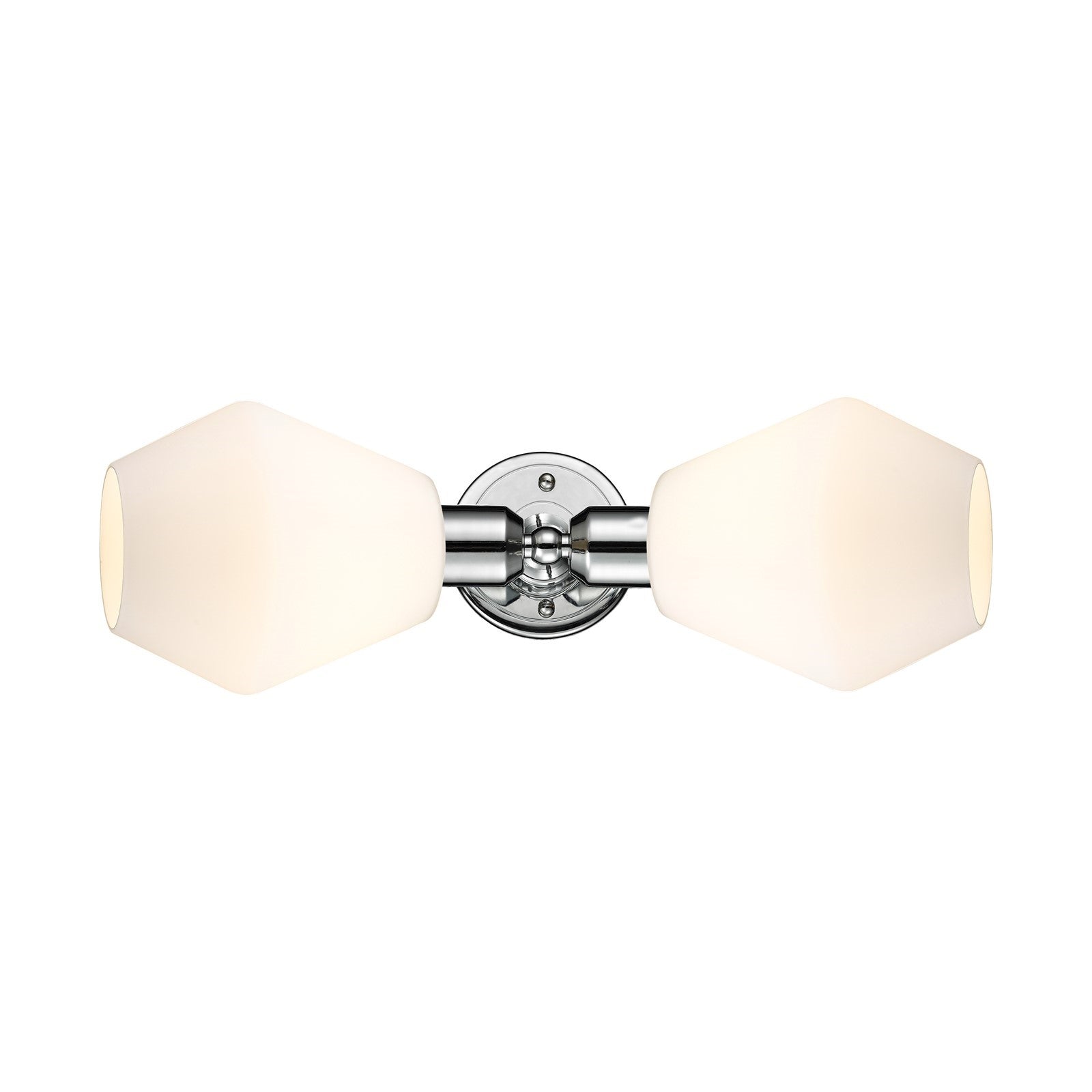 Innovations Cindyrella 18in 2-Light Linear Bath Vanity Light | Industrial Polished Chrome and Cased Matte White Geometric Glass | Model 900-2W-PC-G651-6