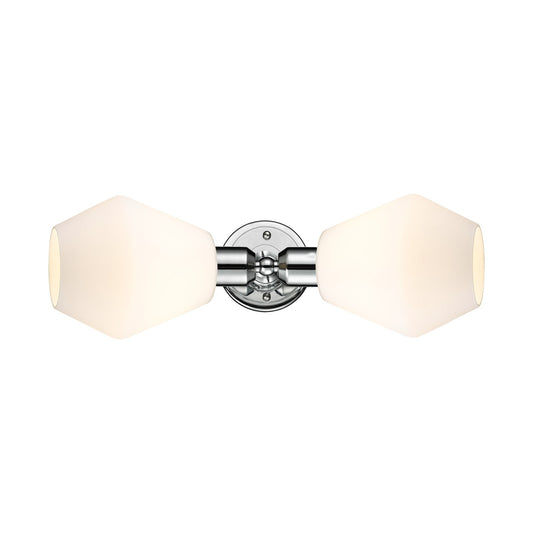 Innovations Cindyrella 18in 2-Light Linear Bath Vanity Light | Industrial Polished Chrome and Cased Matte White Geometric Glass | Model 900-2W-PC-G651-6