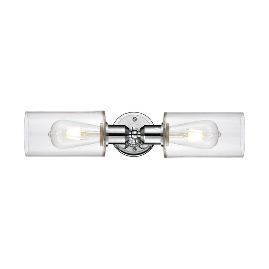 Innovations Clymer 17in 2-Light Linear Bath Vanity Light | Industrial Polished Chrome Steel and Clear Glass | Bathroom Vanity | Model 900-2W-PC-G802