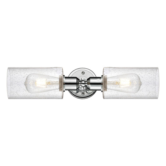Innovations Clymer 17in 2-Light Linear Bath Vanity Light | Polished Chrome Steel and Seedy Glass | Bathroom Vanity | Model 900-2W-PC-G804