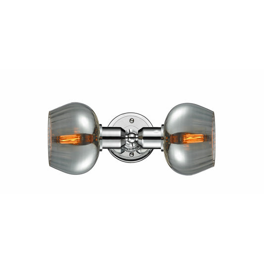 Innovations Fenton 16in 2-Light Bath Vanity Light | Polished Chrome Steel and Light Smoke Glass | Bathroom Vanity with LED | Model 900-2W-PC-G93-LED