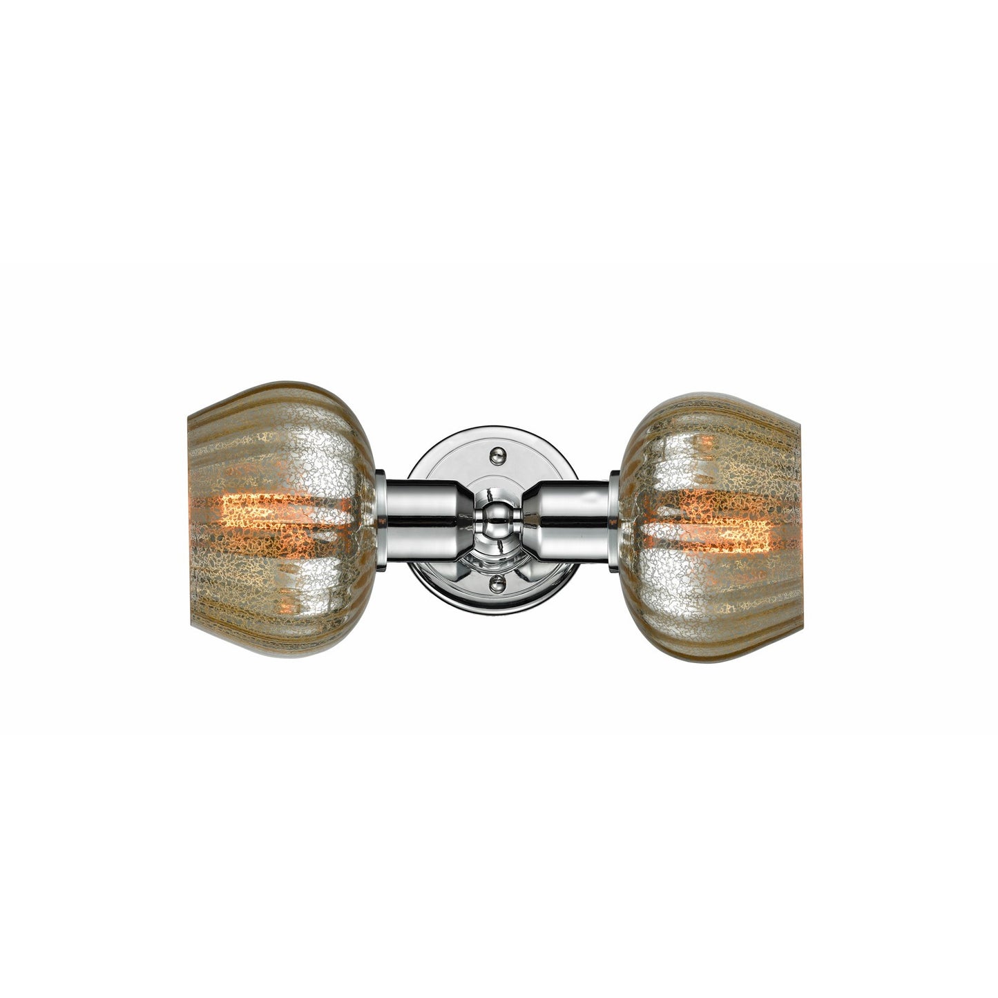 Innovations Fenton 16in 2-Light Bath Vanity Light | Art Nouveau Polished Chrome and Mercury Ribbed Glass | Bathroom Vanity | Model 900-2W-PC-G96-LED