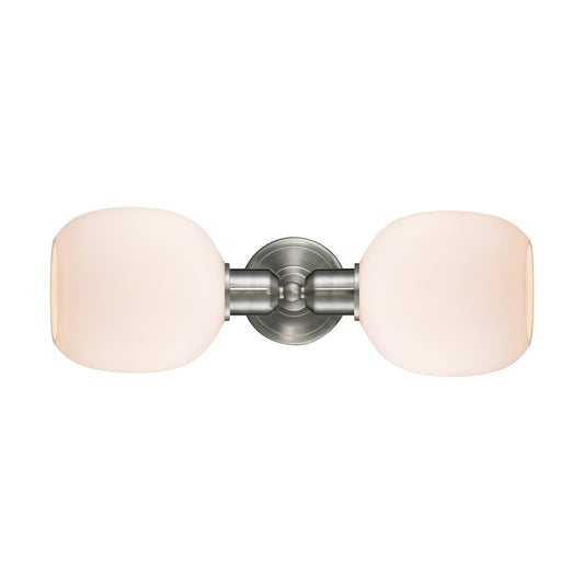 Innovations Belfast 17.25in 2-Light Linear Bath Vanity Light | Industrial Brushed Satin Nickel and Matte White Glass | Bathroom | Model 900-2W-SN-G101