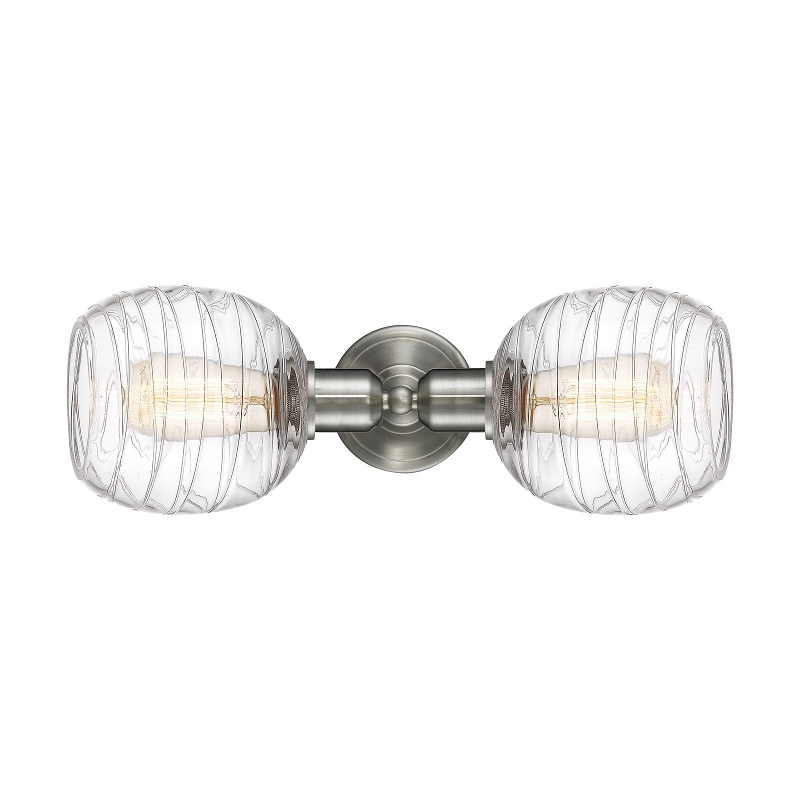 Innovations Belfast 17.25in 2-Light Linear Bath Vanity Light | Industrial Brushed Satin Nickel and Deco Swirl Glass | Bathroom | Model 900-2W-SN-G1013