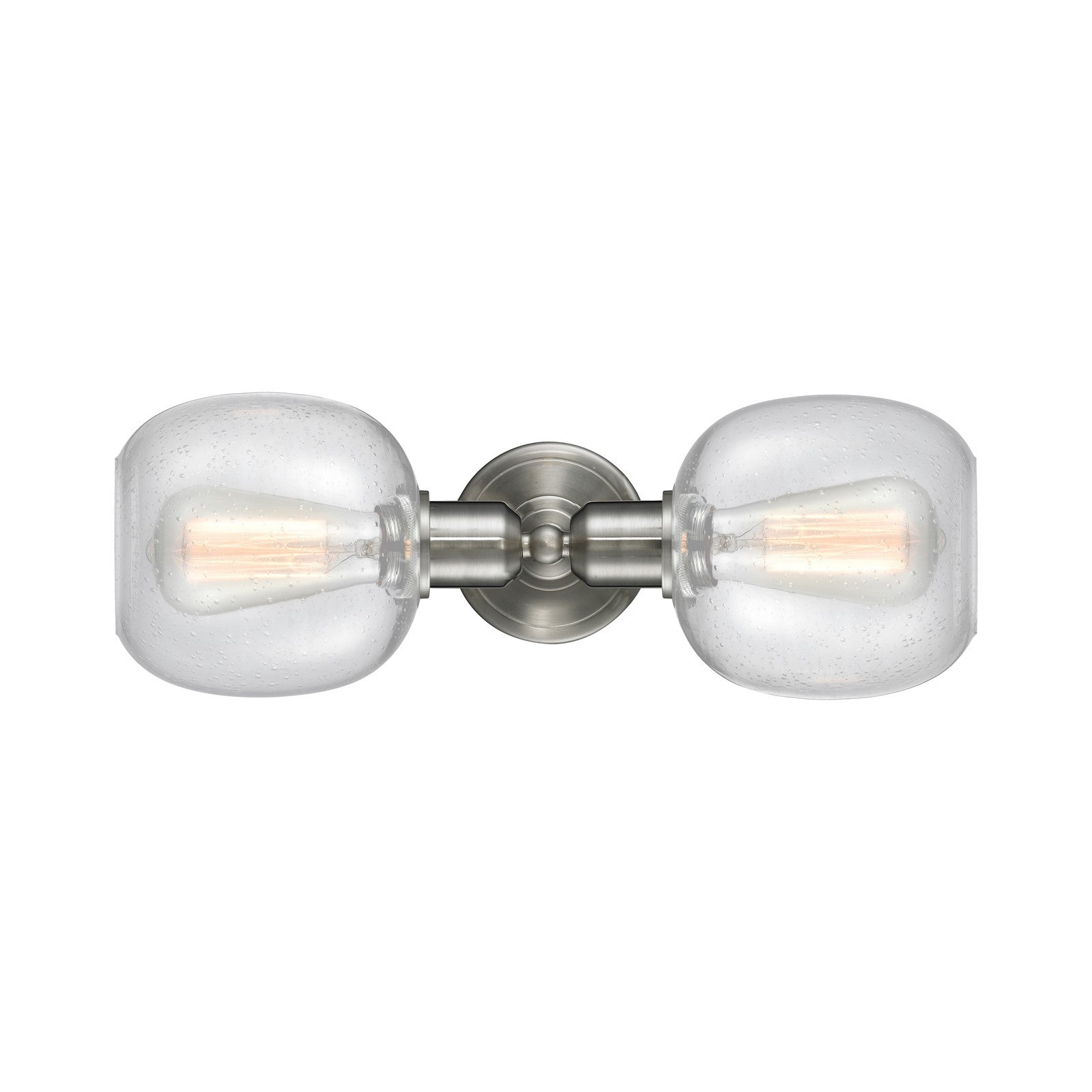 Innovations Belfast 17.25in 2-Light Linear Bath Vanity Light | Industrial Brushed Satin Nickel and Seedy Glass | Bathroom Vanity | Model 900-2W-SN-G104