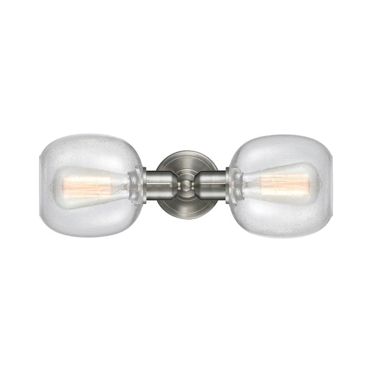 Innovations Belfast 17.25in 2-Light Linear Bath Vanity Light | Industrial Brushed Satin Nickel and Seedy Glass | Bathroom Vanity | Model 900-2W-SN-G104