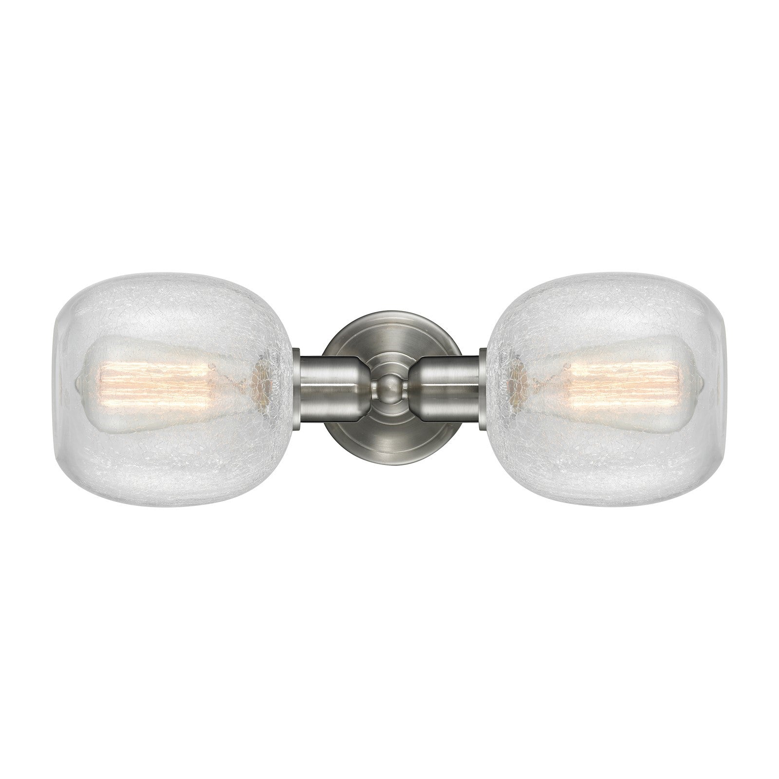 Innovations Belfast 17in 2-Light Linear Bath Vanity | Industrial Brushed Satin Nickel and Clear Crackle Glass | Bathroom Vanity & | Model 900-2W-SN-G105
