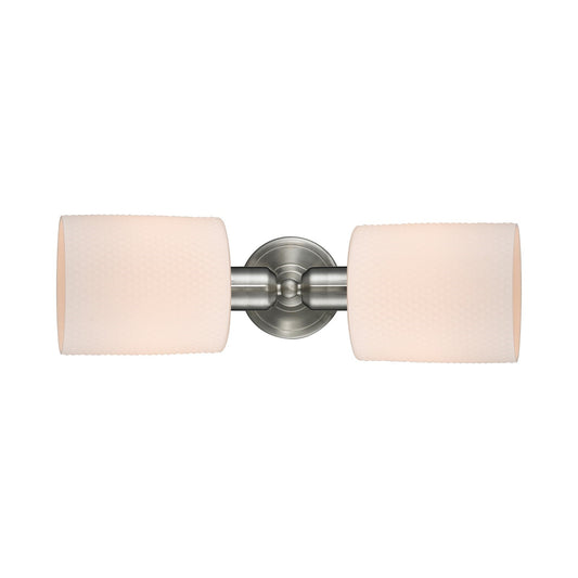 Innovations Cobbleskill 17in 2-Light Linear Bath Vanity | Industrial Brushed Satin Nickel and Matte White Glass | Bathroom Vanity & | Model 900-2W-SN-G111