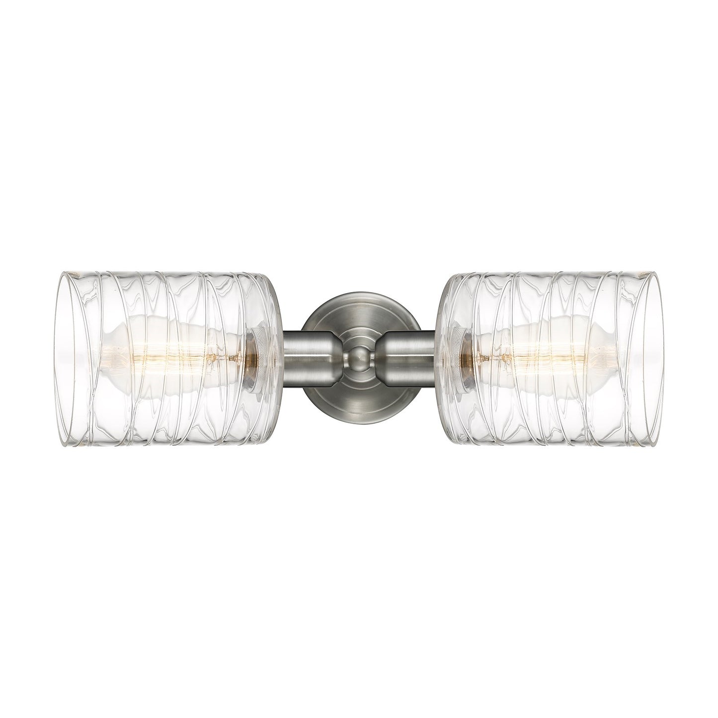 Innovations Cobbleskill 17in 2-Light Linear Bath Vanity | Industrial Brushed Satin Nickel and Deco Swirl Glass | Bathroom Vanity & | Model 900-2W-SN-G1113