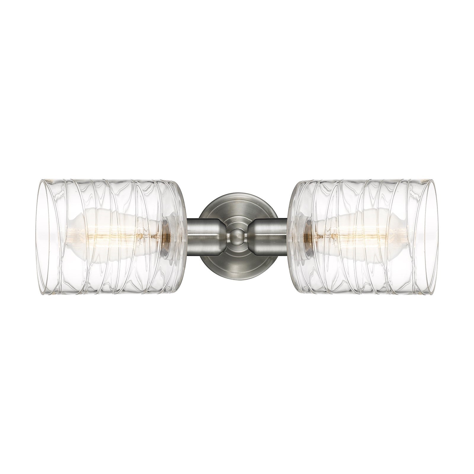 Innovations Cobbleskill 17in 2-Light Linear Bath Vanity | Industrial Brushed Satin Nickel and Deco Swirl Glass | Bathroom Vanity & | Model 900-2W-SN-G1113