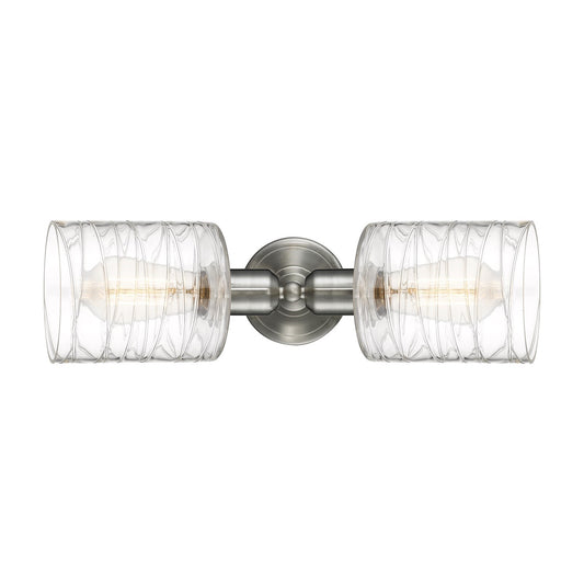 Innovations Cobbleskill 17in 2-Light Linear Bath Vanity | Industrial Brushed Satin Nickel and Deco Swirl Glass | Bathroom Vanity & | Model 900-2W-SN-G1113