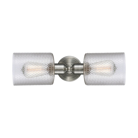 Innovations Cobbleskill 17in 2-Light Linear Bath Vanity | Industrial Brushed Satin Nickel and Clear Glass | Bathroom Vanity & | Model 900-2W-SN-G112