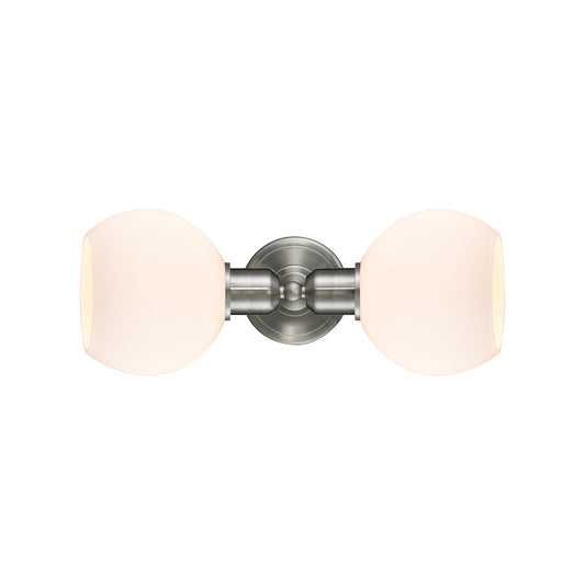 Innovations Athens 15in 2-Light Linear Bath Vanity Light | Industrial Brushed Satin Nickel and Cased Matte White Glass | Bathroom | Model 900-2W-SN-G121-6