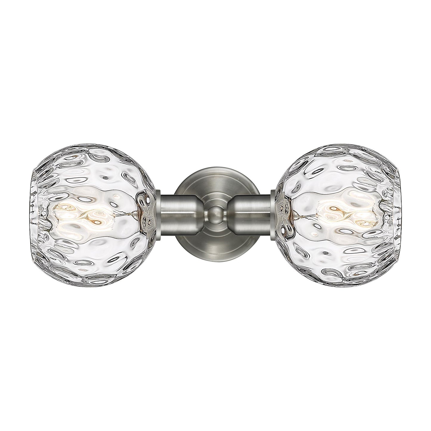 Innovations Athens Water Glass 15in 2-Light Linear Vanity Light | Industrial Brushed Satin Nickel Steel and Clear Water Glass | Model 900-2W-SN-G1215-6