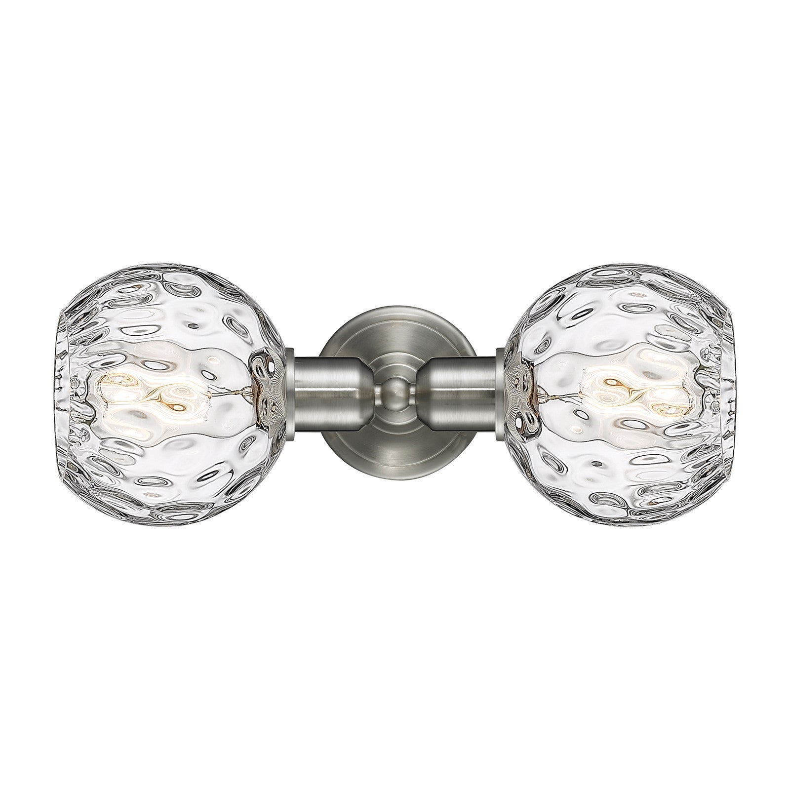 Innovations Athens Water Glass 15in 2-Light Linear Vanity Light | Industrial Brushed Satin Nickel Steel and Clear Water Glass | Model 900-2W-SN-G1215-6