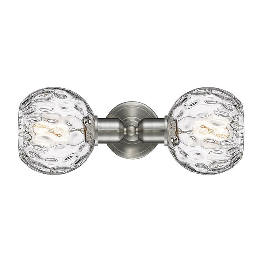Innovations Athens Water Glass 15in 2-Light Linear Vanity Light | Industrial Brushed Satin Nickel Steel and Clear Water Glass | Model 900-2W-SN-G1215-6