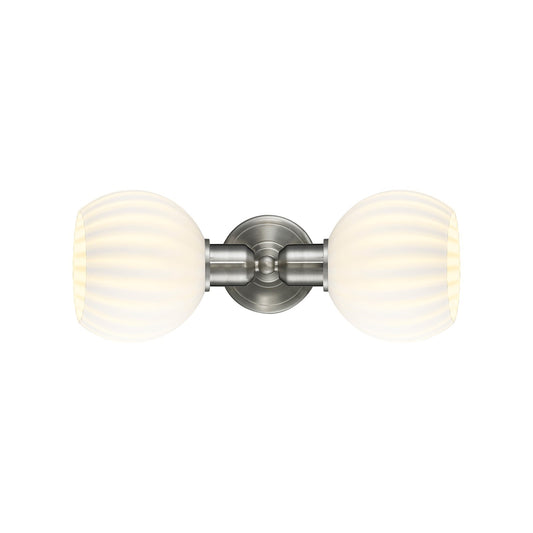 Innovations White Venetian 15.25in 2-Light Linear Bath Vanity Light | Industrial Brushed Satin Nickel and White Venetian Glass | Model 900-2W-SN-G1217-6WV