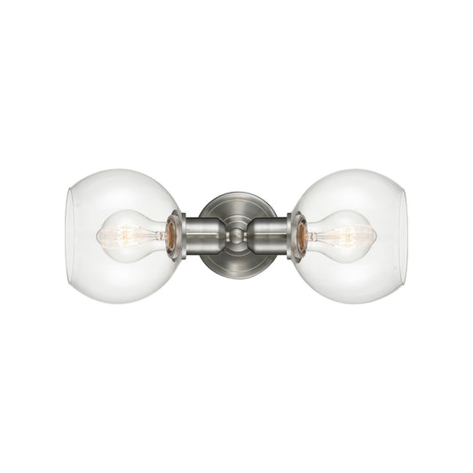 Innovations Athens 15in 2-Light Bath Vanity | Industrial Brushed Satin Nickel and Clear Glass | Bathroom Vanity | 15 x 5.88 in | Model 900-2W-SN-G122-6