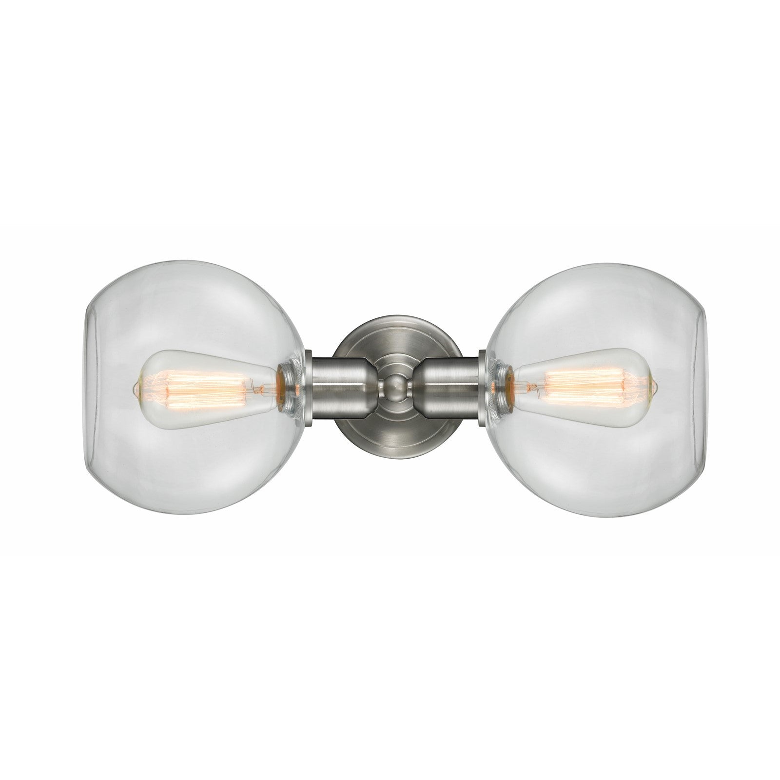 Innovations Sphere 21in 2-Light Bath Vanity | Industrial Brushed Satin Nickel and Clear Glass | Bathroom Vanity | 21 x 8 in | Model 900-2W-SN-G122-LED