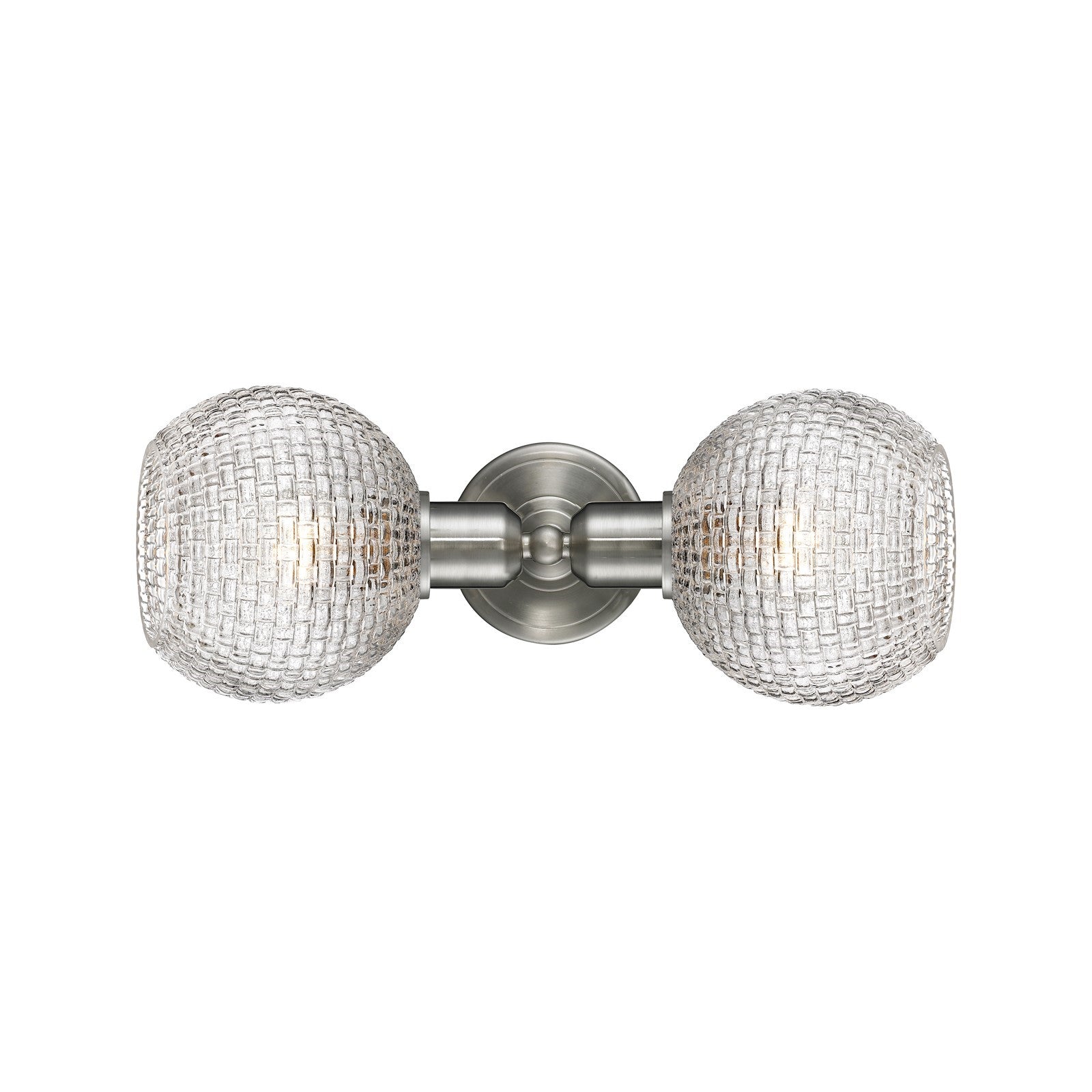 Innovations Athens 15.5in 2-Light Linear Bath Vanity | Industrial Brushed Satin Nickel and Clear Basket Weave Glass | Bathroom | Model 900-2W-SN-G122C-6CL