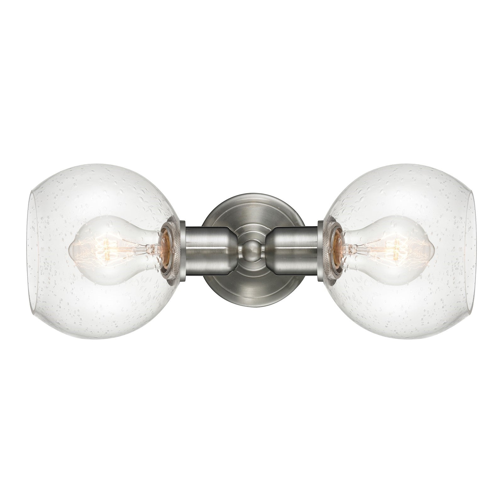 Innovations Athens 15in 2-Light Linear Bath Vanity | Industrial Brushed Satin Nickel and Seedy Glass | Bathroom Vanity | Model 900-2W-SN-G124-6