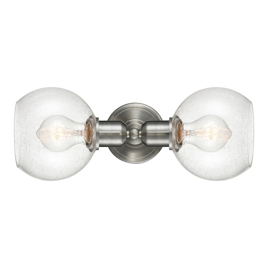 Innovations Athens 15in 2-Light Linear Bath Vanity | Industrial Brushed Satin Nickel and Seedy Glass | Bathroom Vanity | Model 900-2W-SN-G124-6