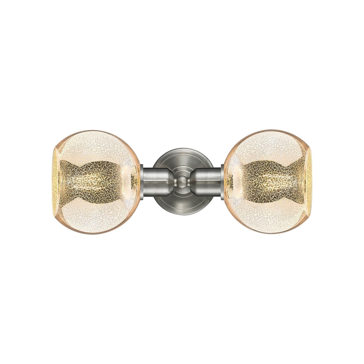 Innovations Athens 15in 2-Light Linear Bath Vanity Light | Industrial Brushed Satin Nickel and Mercury Glass | Bathroom Vanity & | Model 900-2W-SN-G128-6