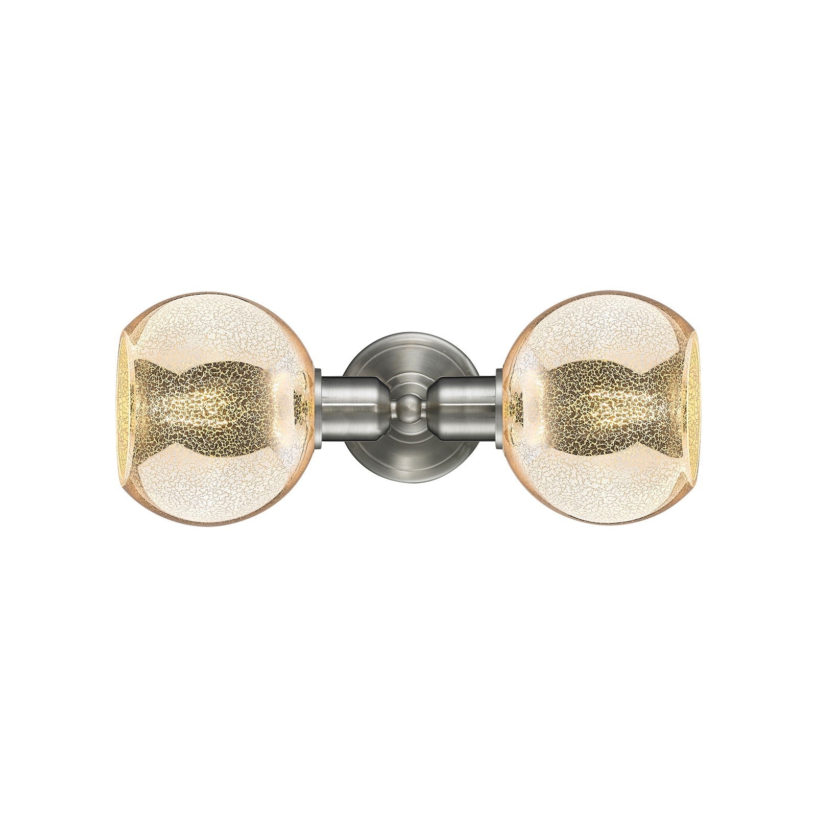 Innovations Athens 15in 2-Light Linear Bath Vanity Light | Industrial Brushed Satin Nickel and Mercury Glass | Bathroom Vanity & | Model 900-2W-SN-G128-6