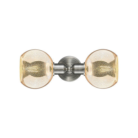 Innovations Athens 15in 2-Light Linear Bath Vanity Light | Industrial Brushed Satin Nickel and Mercury Glass | Bathroom Vanity & | Model 900-2W-SN-G128-6