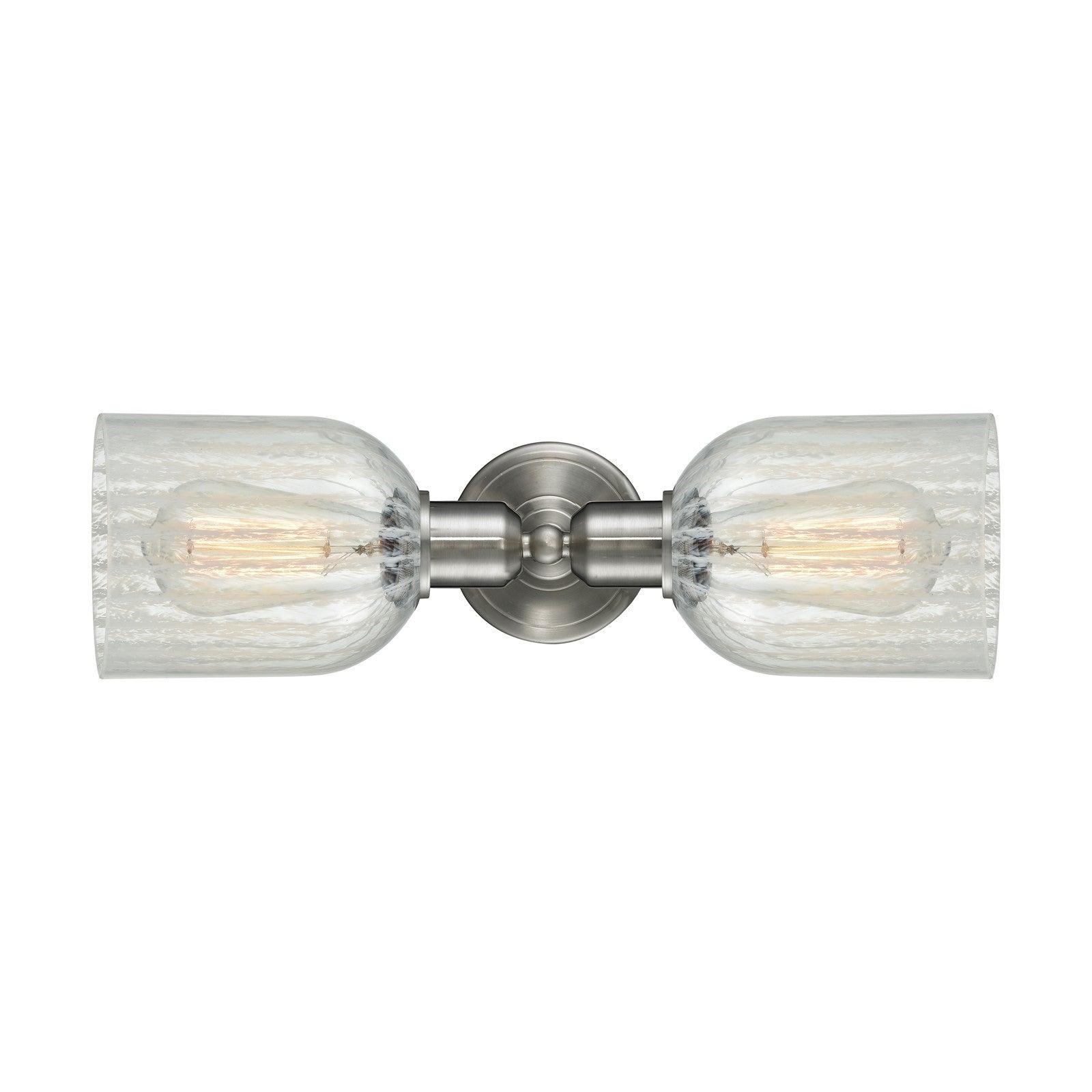 Innovations Caledonia 17.25in 2-Light Linear Bath Vanity Light | Industrial Brushed Satin Nickel and Mouchette Glass | Bathroom | Model 900-2W-SN-G2511