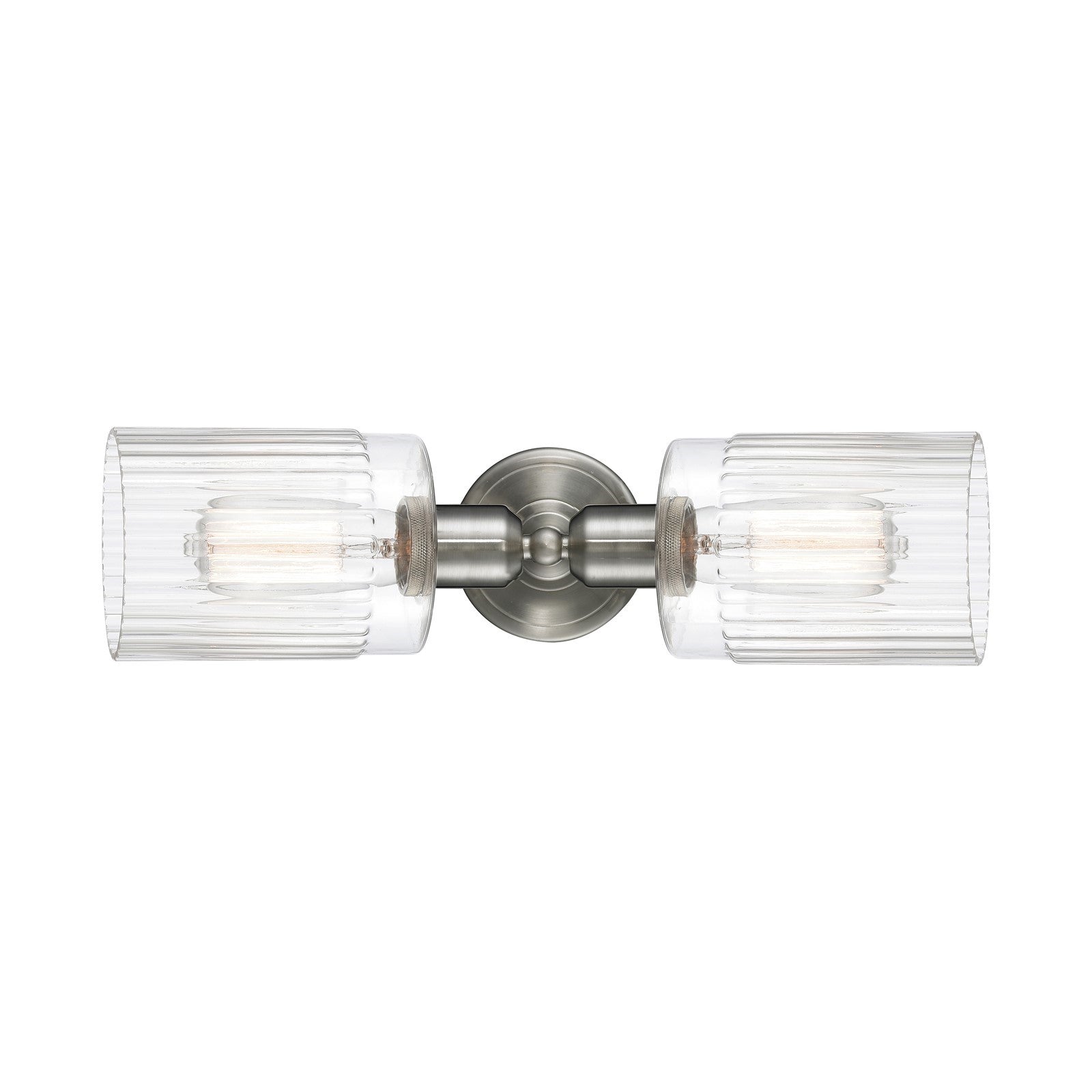Innovations Hadley 17.25in 2-Light Linear Bath Vanity Light | Industrial Brushed Satin Nickel and Clear Ribbed Glass | Bathroom | Model 900-2W-SN-G342
