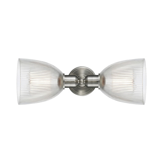Innovations Castile 17in 2-Light Linear Bath Vanity Light | Industrial Brushed Satin Nickel and Clear Glass | Bathroom Vanity | Model 900-2W-SN-G382