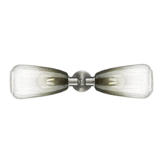 Innovations Brookhaven Almond 25in 2-Light Linear Bath Vanity Light | Industrial Brushed Satin Nickel and Slate Glass | Model 900-2W-SN-G480-6SL