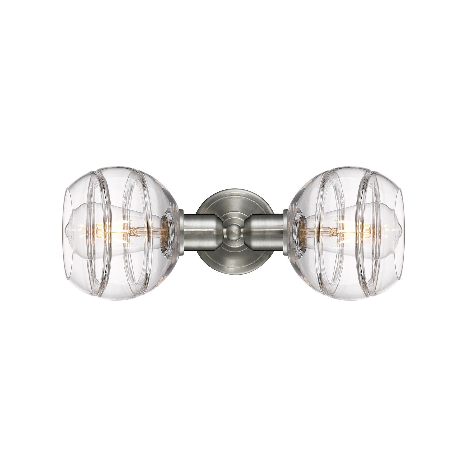 Innovations Rochester 15in 2-Light Linear Bath Vanity Light | Industrial Brushed Satin Nickel and Clear Glass | Bathroom Vanity | Model 900-2W-SN-G556-6CL