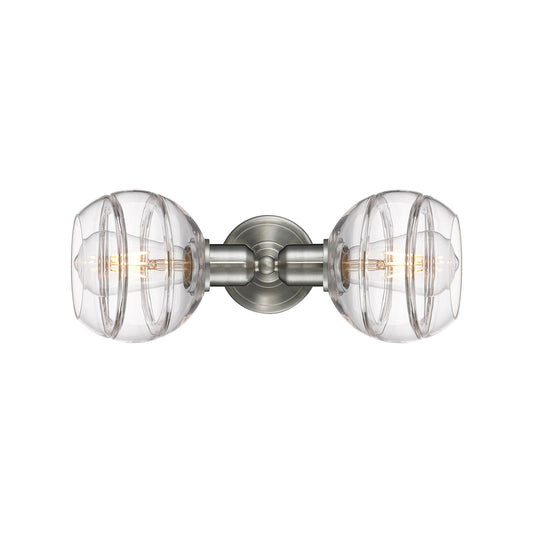 Innovations Rochester 15in 2-Light Linear Bath Vanity Light | Industrial Brushed Satin Nickel and Clear Glass | Bathroom Vanity | Model 900-2W-SN-G556-6CL