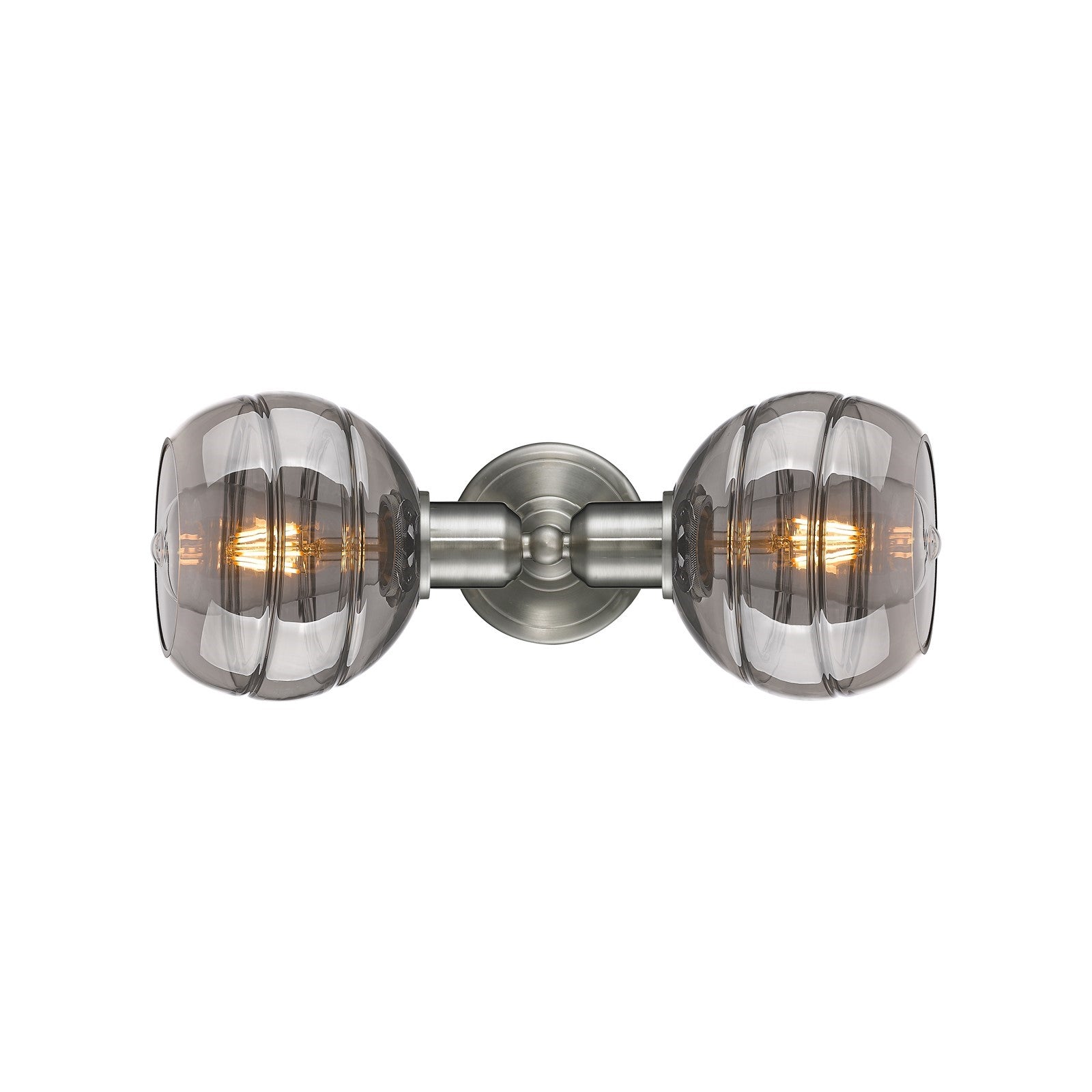 Innovations Rochester 15in 2-Light Linear Bath Vanity Light | Industrial Brushed Satin Nickel and Light Smoke Glass | Bathroom | Model 900-2W-SN-G556-6SM