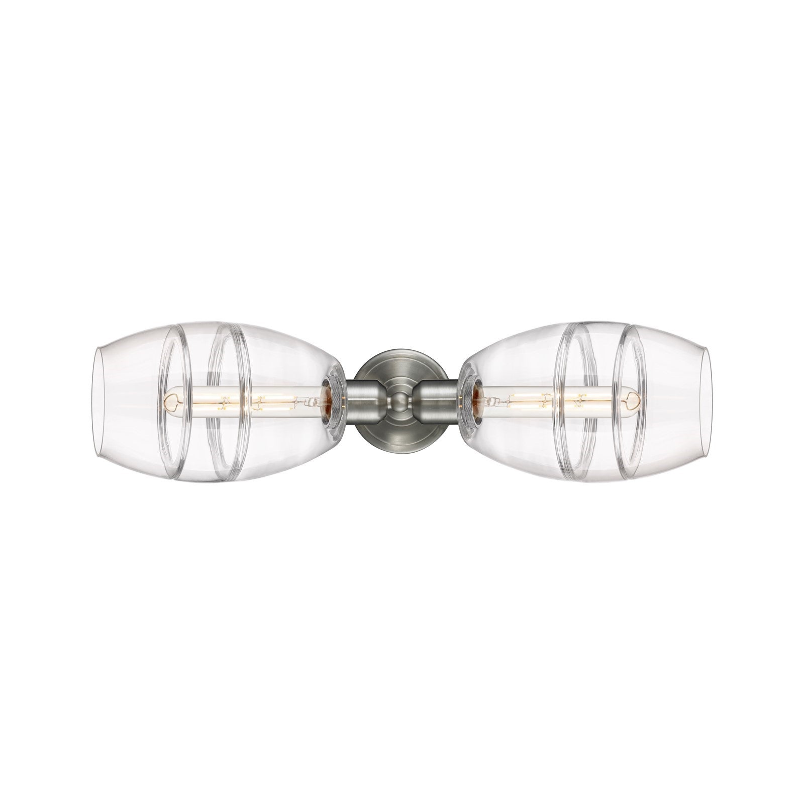 Innovations Vaz 24in 2-Light Linear Bath Vanity Light | Industrial Brushed Satin Nickel and Clear Glass | Bathroom Vanity & | Model 900-2W-SN-G557-6CL