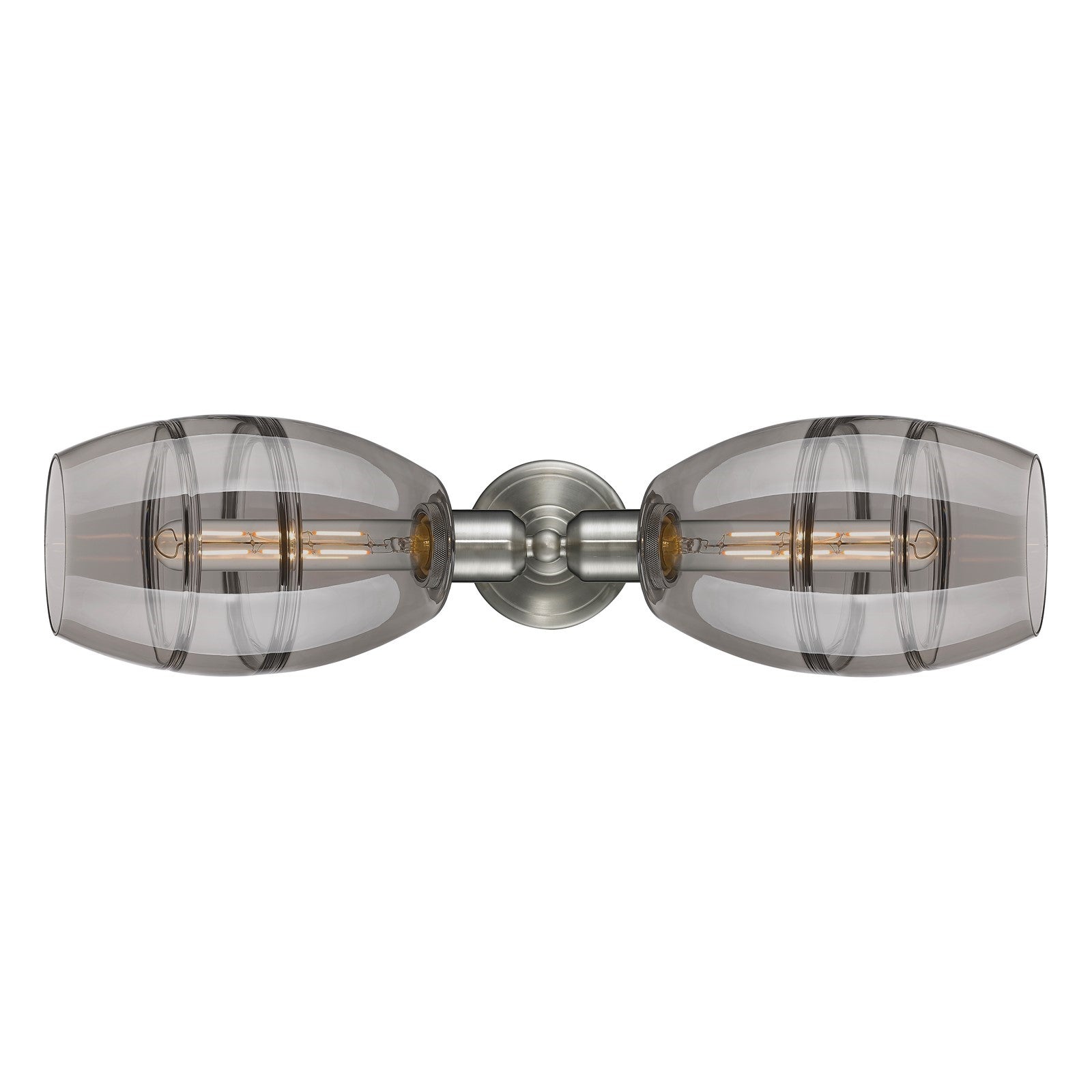 Innovations Vaz 24in 2-Light Linear Bath Vanity Light | Industrial Brushed Satin Nickel and Light Smoke Glass | Bathroom Vanity | Model 900-2W-SN-G557-6SM