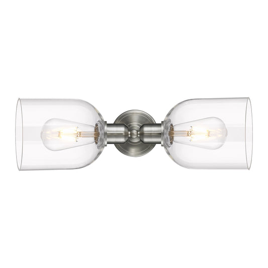 Innovations Bella 18in 2-Light Linear Bath Vanity Light | Industrial Brushed Satin Nickel and Clear Glass | Bathroom Vanity & | Model 900-2W-SN-G558-6CL