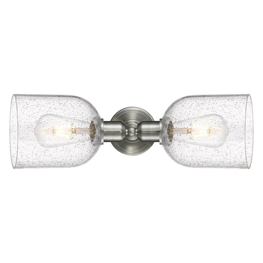 Innovations Bella 18in 2-Light Linear Bath Vanity Light | Industrial Brushed Satin Nickel and Seedy Glass | Bathroom Vanity | Model 900-2W-SN-G558-6SDY