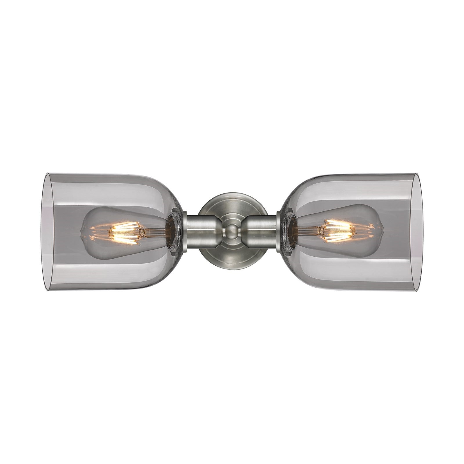 Innovations Bella 18in 2-Light Linear Bath Vanity Light | Industrial Brushed Satin Nickel and Light Smoke Glass | Bathroom | Model 900-2W-SN-G558-6SM