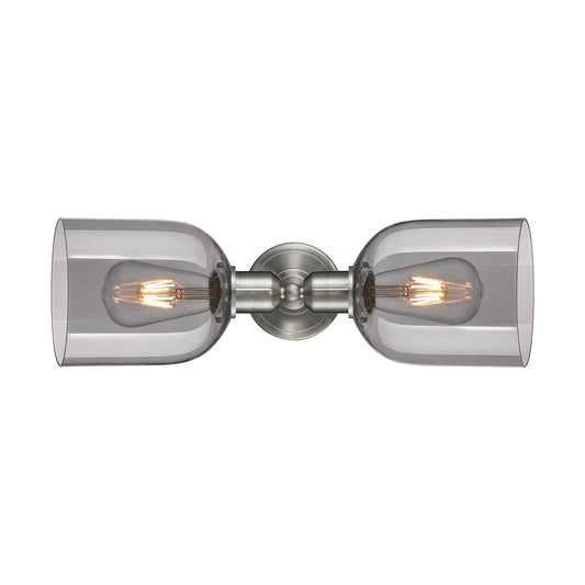 Innovations Bella 18in 2-Light Linear Bath Vanity Light | Industrial Brushed Satin Nickel and Light Smoke Glass | Bathroom | Model 900-2W-SN-G558-6SM
