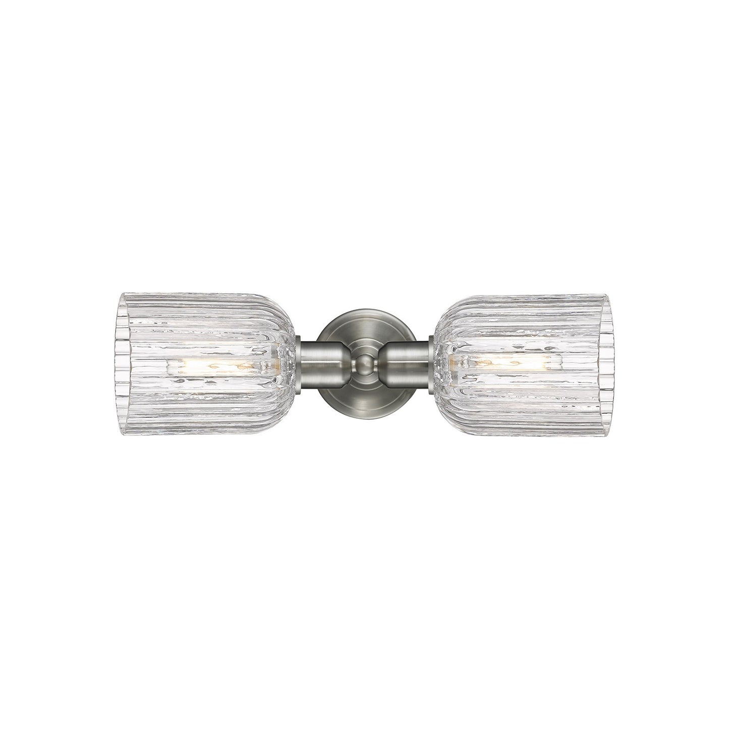 Innovations Bridal Veil 17in 2-Light Linear Bath Vanity Light | Industrial Brushed Satin Nickel and Clear Ribbed Glass | Model 900-2W-SN-G559-5CL