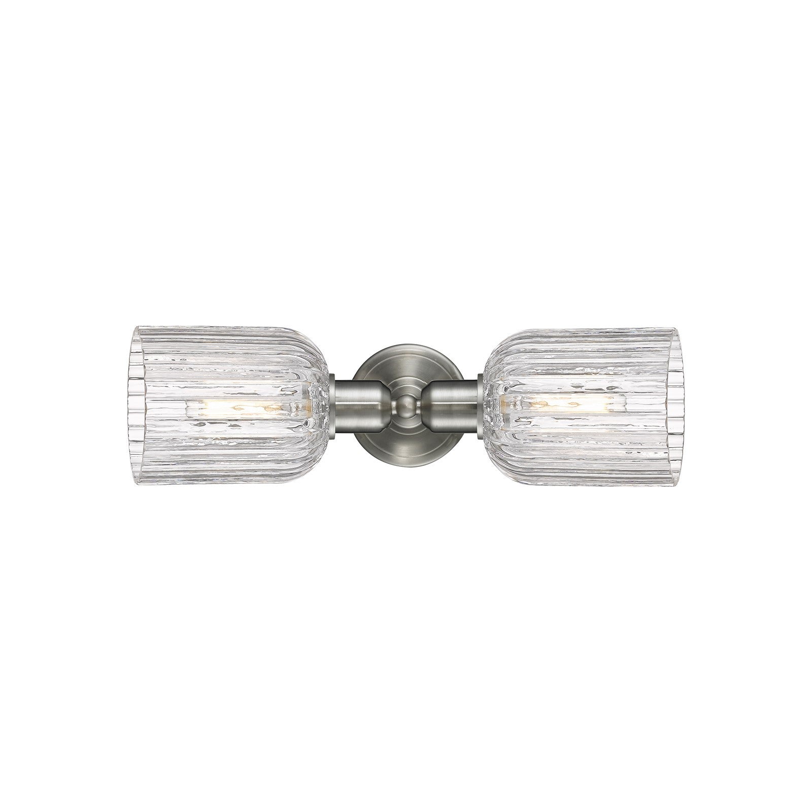 Innovations Bridal Veil 17in 2-Light Linear Bath Vanity Light | Industrial Brushed Satin Nickel and Clear Ribbed Glass | Model 900-2W-SN-G559-5CL